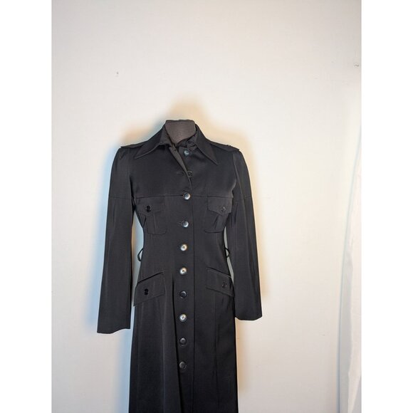 Vintage Eric Bergère Black Knee Length Coat Fall 2000 Runway, Size 8 - Picture 3 of 16